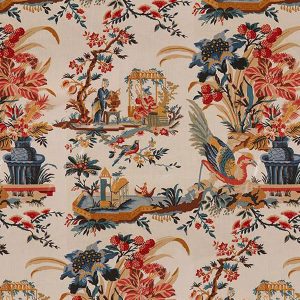 Tessuto in cotone Design Le Lac Red Blue