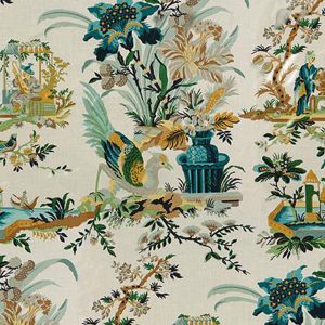 Tessuto in Cotone Design Le Lac Aqua Green