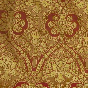 Tessuto Damascato Disegno Crevelli Colore Gold Garnet