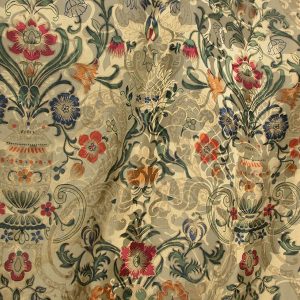 Tessuto Damascato Disegno Langton Colore Old Gold Olive