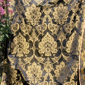 Tessuto Damascato Gothic Black Corn Gold